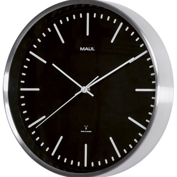 MAUL wandklok/radiogestuurd MAULfly, diameter: 300 mm, zilver