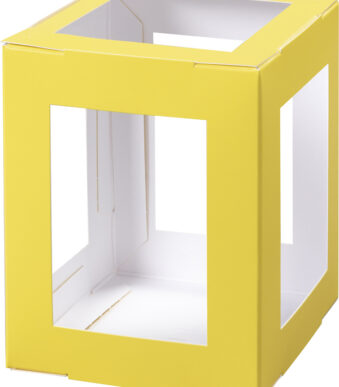 Kartonnen lantaarnvorm, bouwpakket, hoekig gevormd, gemengde kleuren.