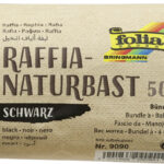 Natuur raffia touw, 50 g, zwart