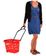 METO inkoopmand met draaggrepen, 28 liter, rood