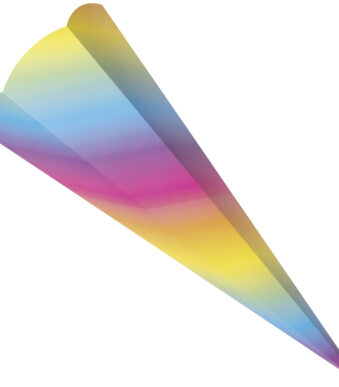 Regenboogkleurige zeshoekige schoolconusmal, 680 mm