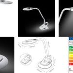 Hansa LED-tafellamp/klemlamp 'Swirl', wit/zilver