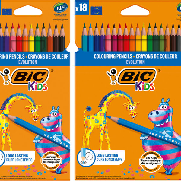 BIC KIDS kleurpotloden Evolution ecolutions, 18 in kartonnen doosje