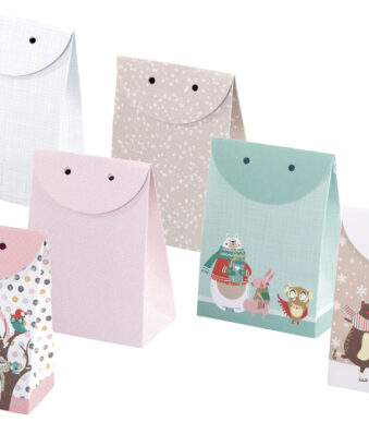 Adventskalender met pastelkleurige cadeauzakjes, set van 26