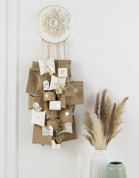 Adventskalender knutselset om te macrameeën, 55-delig.