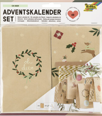 Adventskalender met 24 papieren zakjes, rendierpatroon