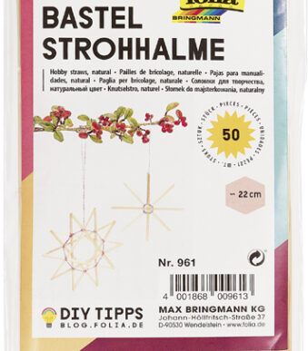 Strohalmen voor knutselwerkjes, lengte: 220 mm, naturel