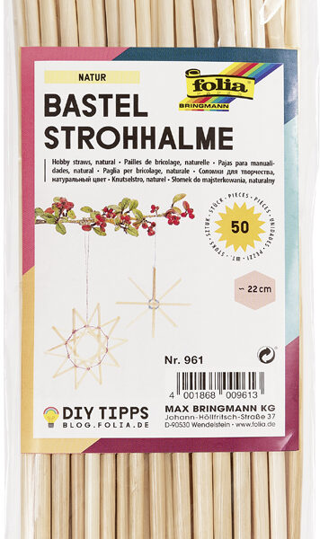 Strohalmen voor knutselwerkjes, lengte: 220 mm, naturel