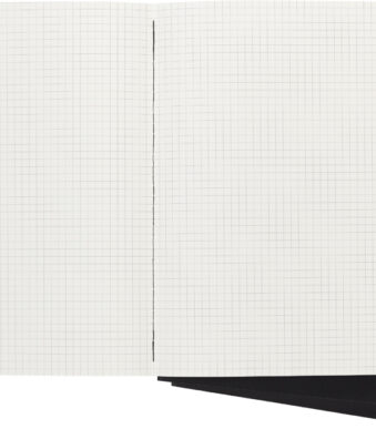 Moleskine schrijfblok, extra groot, geruit, kartonnen omslag, zwart.