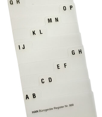 HAN systeemregister A-Z, PP, A8 liggend, doorschijnend, 12-delig