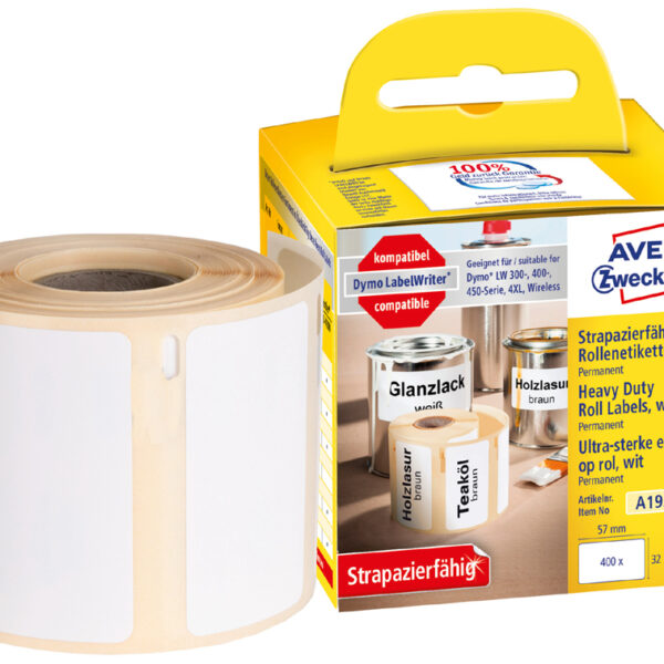 AVERY duurzame etiketten op rol, 57 x 32 mm, permanent
