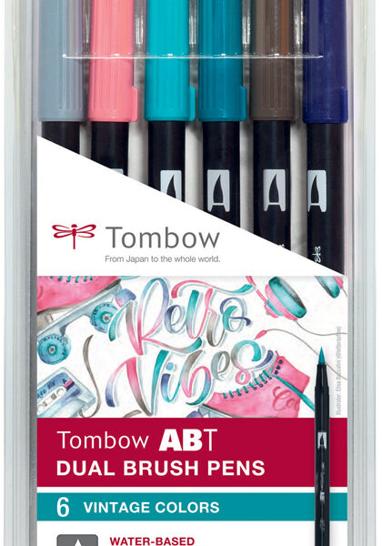 Tombow dubbele vezelstift ´DUAL BRUSH PEN ABT´,6 in set Vintage