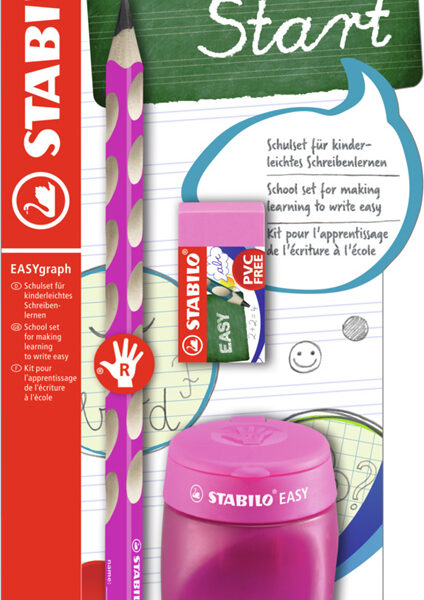 Stabilo schoolset EASYgraph, voor rechtshandigen, roze.