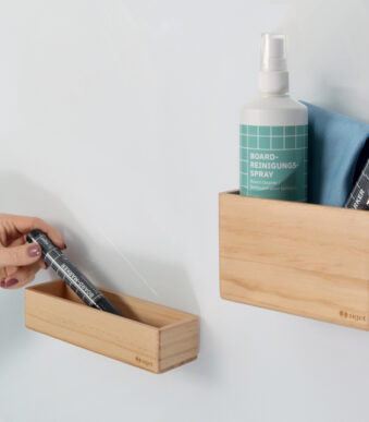 sigel houten opbergdoos voor whiteboard en glas-magneetbord