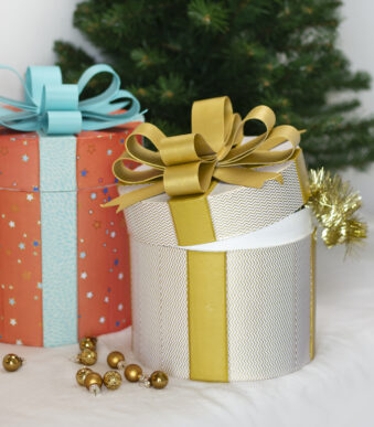 décopatch papiermaché-geschenkdozen, rond, set van 2