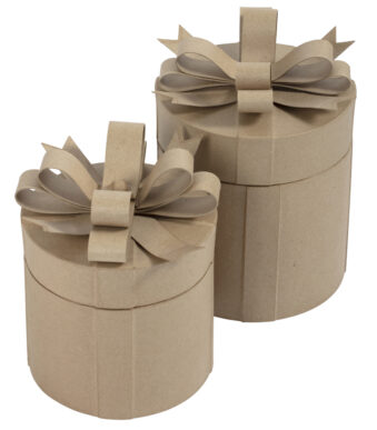 décopatch papiermaché-geschenkdozen, rond, set van 2