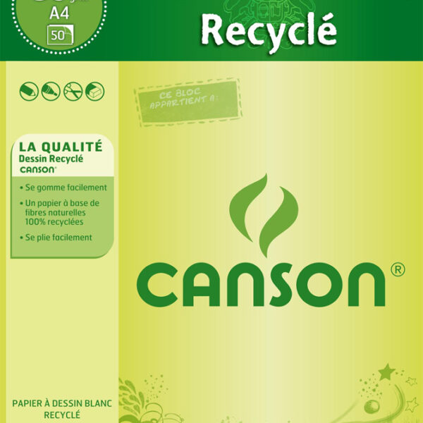 CANSON Tekenblok Hergebruikt papier, A4-formaat, 90 g/m², 50 vellen