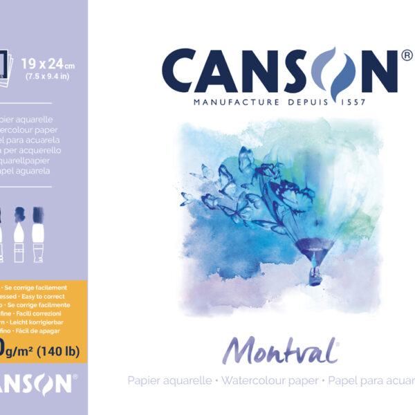 Canson aquarelblok 'Montval', volledig gelijnbakt, 19 x 24 cm.
