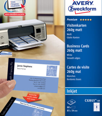 AVERY Quick & Clean visitekaartjes, mat, 260 g/m2