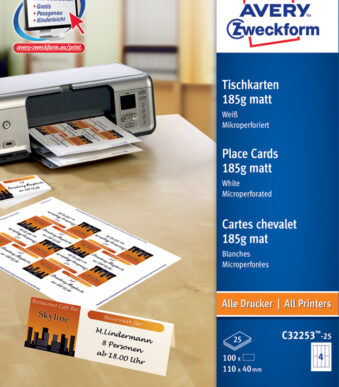 AVERY Zweckform tafelkaart, inkjet/laserprinter/kopieermachine, 100 stuks