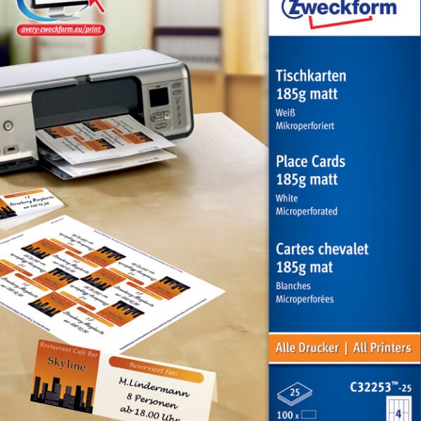 AVERY Zweckform tafelkaart, inkjet/laserprinter/kopieermachine, 100 stuks