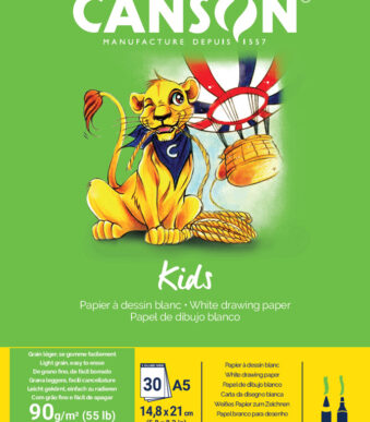 Tekenpapierblok voor kinderen, A5-formaat, 90 g/m², 30 vellen