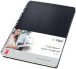 Geruit schrijfboek met register, A4-formaat.