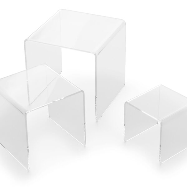 deflecto verhogingen / podest vierkant, transparant, set van 3