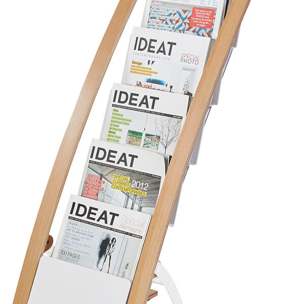 ALBA vloerstandaard voor brochures, 6 vakken, breedte: 340 mm, wit