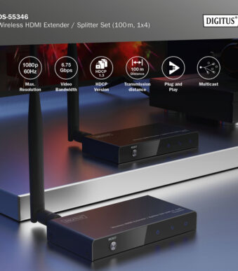 DIGITUS Wireless HDMI Extender / Splitter Set, 100 m