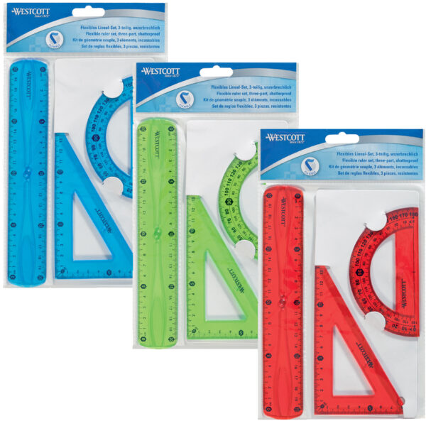 WESTCOTT Geometrie-set, 3-delig, incl. flexibele liniaal