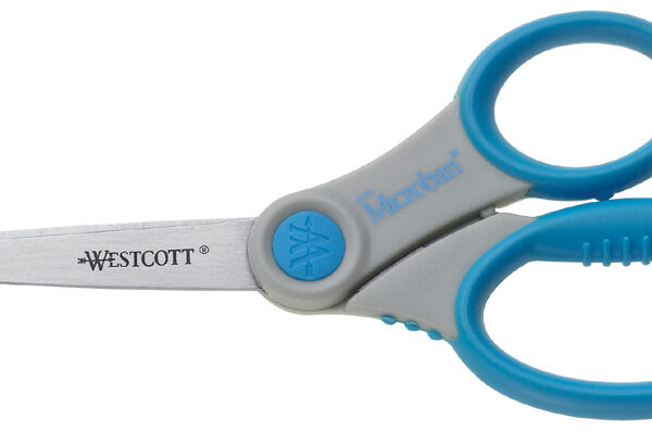 WESTCOTT schaar Microban softgrip, lengte: 180 mm, grijs/blauw