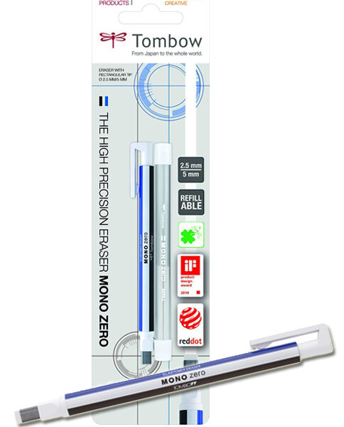 Tombow radeerstift 'MONO zero', vierkante punt, blisterkaart
