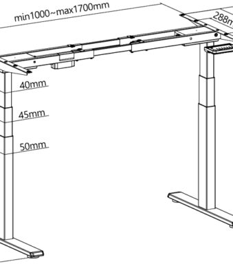 Buro-onderstel, elektrisch in hoogte verstelbaar