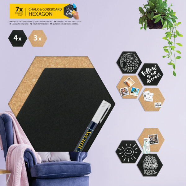 Securit krijt- & kurkbord SILHOUETTE ´Hexagon´