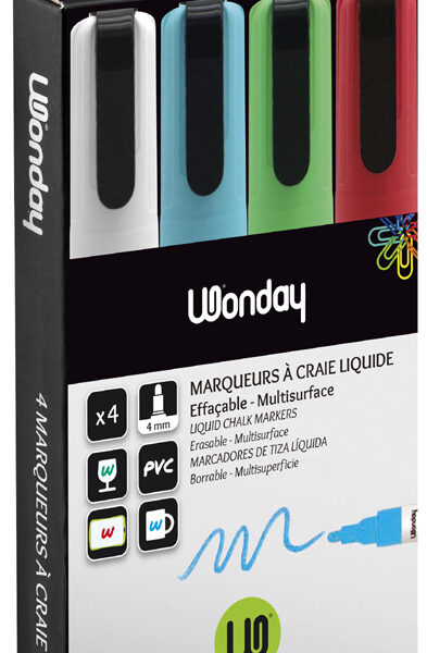 Wonday krijtmarker, ronde punt, set van 4 'KLASSIEK'