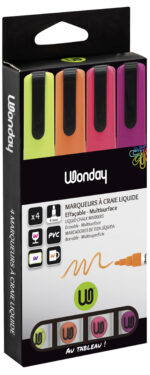 Wonday krijtmarker, ronde punt, set van 4 'FUN'