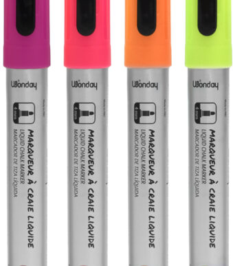 Wonday krijtmarker, ronde punt, set van 4 'FUN'
