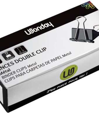 Wonday Foldback-papierklem/brievenklem, (B)32 mm, klemwijdte 10 mm, zwart, 12 st.