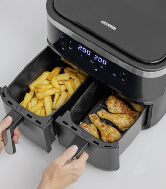 SEVERIN dubbele airfryer FR 2453, 2 x 3,8 liter