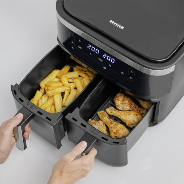 SEVERIN dubbele airfryer FR 2453, 2 x 3,8 liter