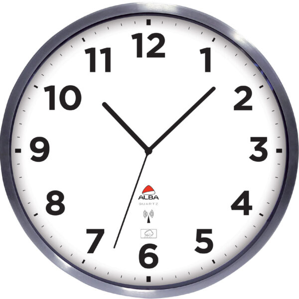 ALBA radio gestuurde wandklok ´HOREXTRARC´, waterdicht, wit / zilver