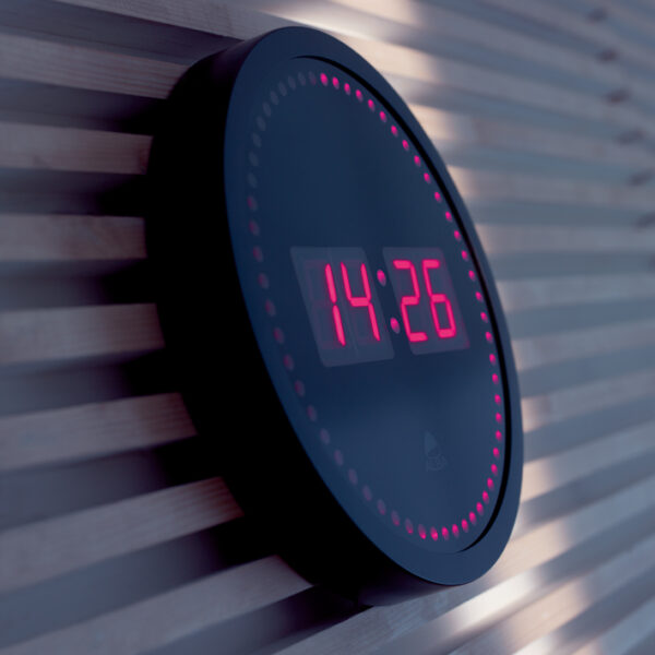 ALBA wandklok HORLED, quartz uurwerk, van kunststof, zwart