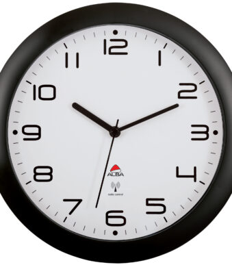 ALBA radio gestuurde wandklok ´HORNEWRC N´, zwart, diameter: 300 mm