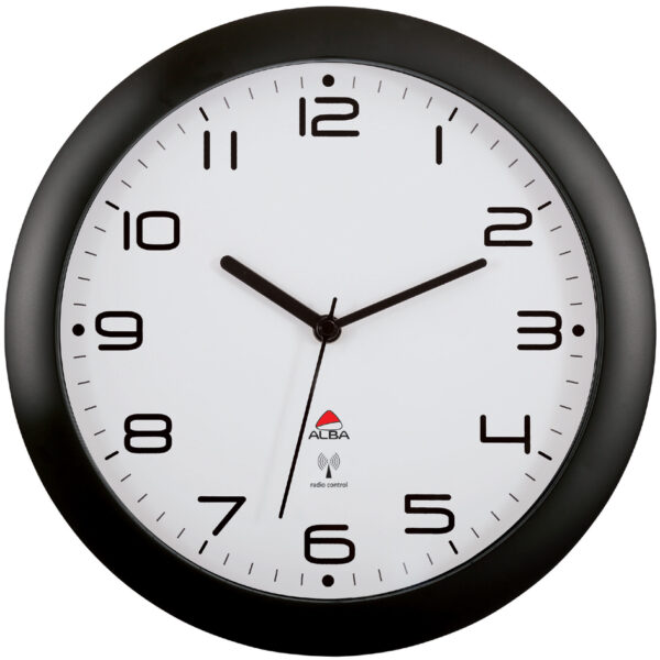 ALBA radio gestuurde wandklok ´HORNEWRC N´, zwart, diameter: 300 mm