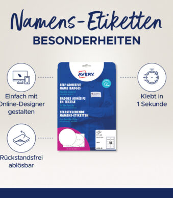 AVERY Zweckform zelfklevende naametiketten, 80 x 50 mm, wit