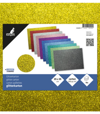 kangaro glitterkarton, 250 x 350 mm, 10 kleuren assorti