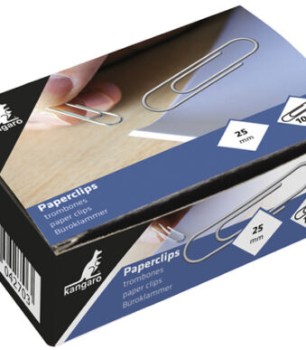 kangaro paperclips, verzinkt, 25 mm, zilver, 100 stuks
