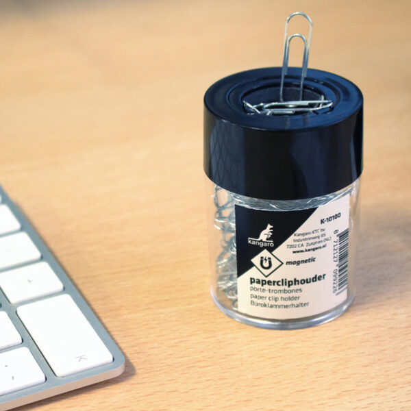 kangaro paperclipdispenser, rond, transparant / zwart