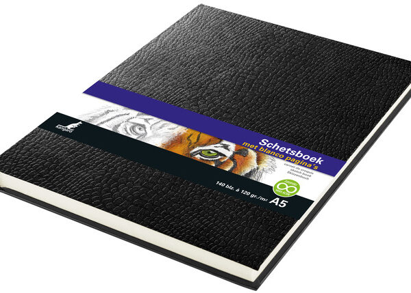 kangaro schetsboek, DIN A5, slangenleer look, zwart